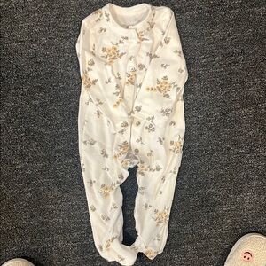 Flower Print Cream Onesie